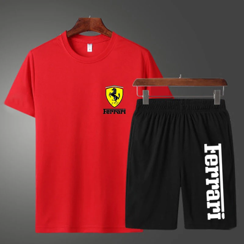 

Summer hot men's T-shirt and shorts sports leisure fitness quick dry two piece set 2021