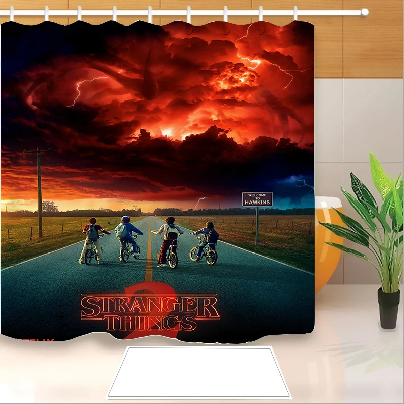 Очень странные дела 3D печати Душ Шторы полиэстер Ткань Водонепроницаемая
