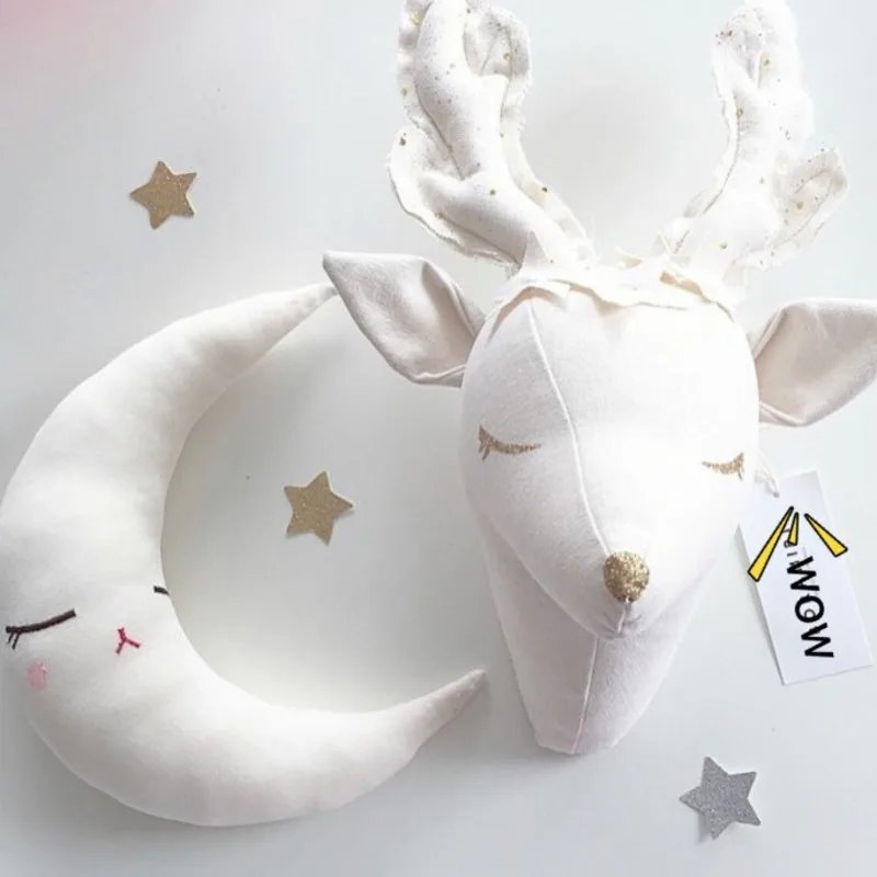 Милые настенные Подвески с головой оленя единорога слона мягкие животного