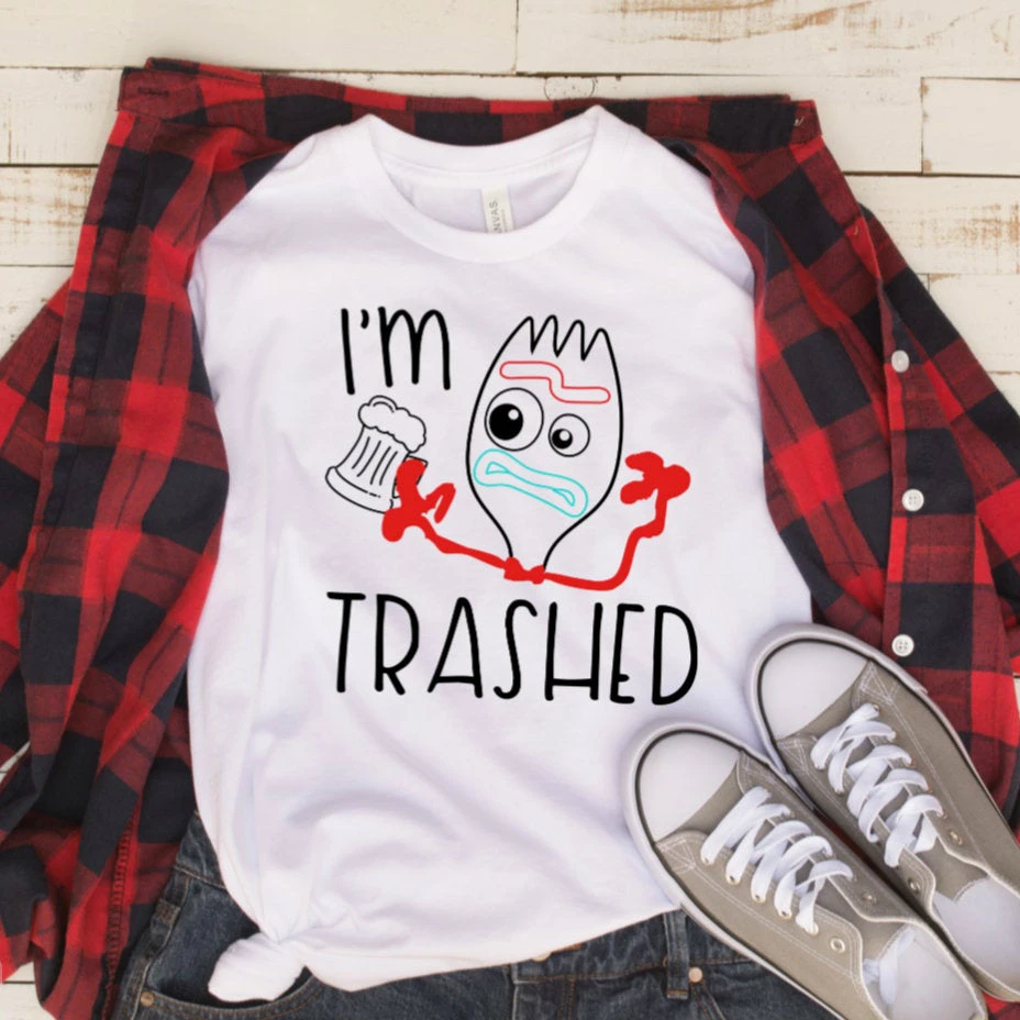 I'm Trashed Forky футболка Веселая Forky рубашка Toy Story 4 рубашки Humor Forky Графические футболки tumblr футболки