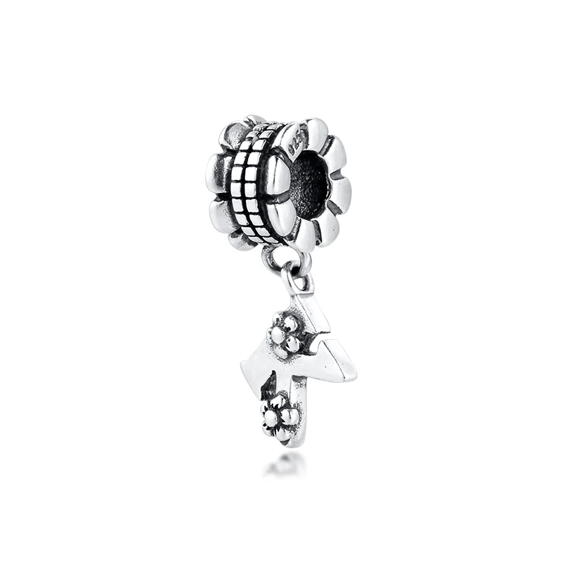 Подходит для браслетов Pandora Beads подвеска в виде букв K 100% дюйма Серебряное
