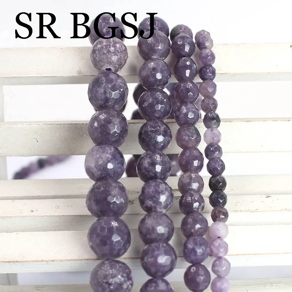 

Free shipping 4mm 6mm 8mm 10mm Faceted AA Pink Lepidolite Natural Stone Round Wholesale Spacer Gems Beads 15inch