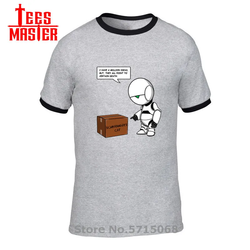 Размер плюс 3XL Марвин пессимист робот параноик футболка Забавный дизайн с