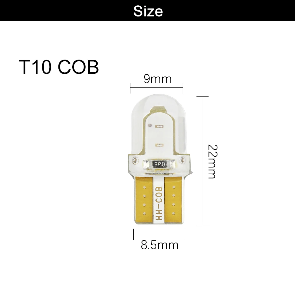 T10 COB ошибок T10 w5w led 194 с can-bus кремнезема Авто габаритный фонарь лампы 8SMD 12V 3W 180LM 6500k багажник автомобиля inteior огни