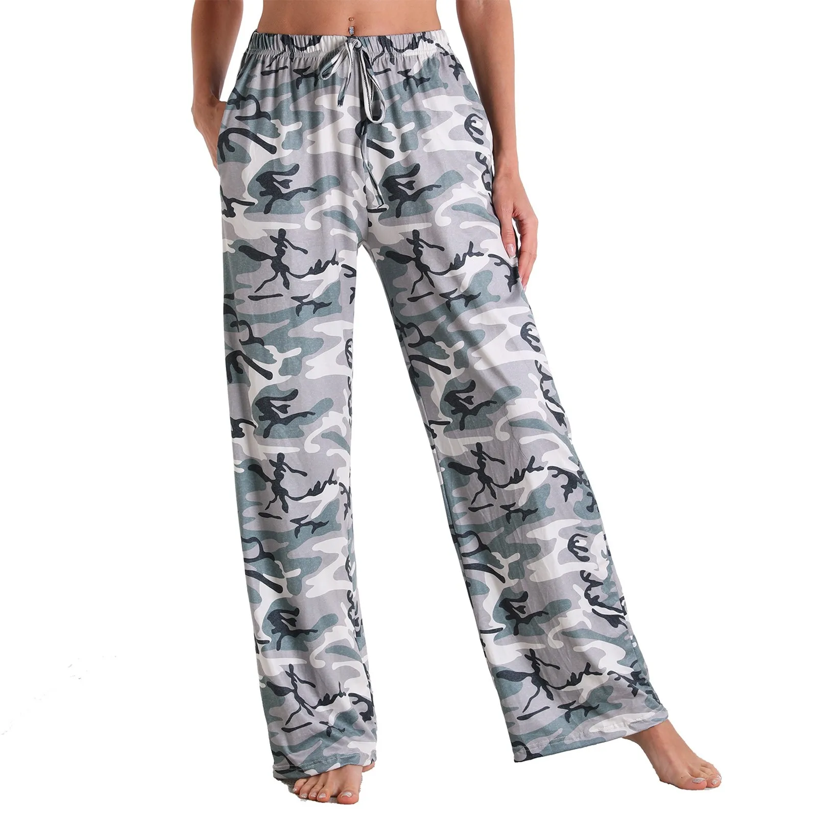 

Fashion S-3xl Loose Camouflage Ties Print Pants Femal Hundreds Of Ties Loose Casual Wide Pants Loose Trousers