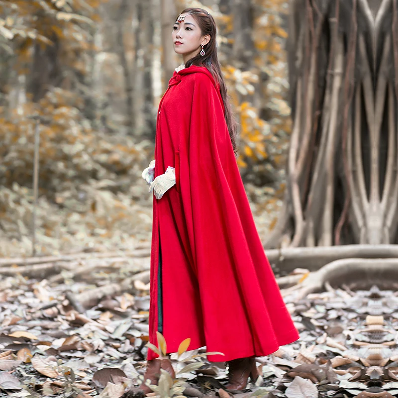 Пончо шерстяное Женское зимнее свободное длинное с капюшоном H00182 | Женская