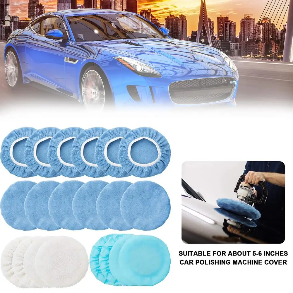 

20 PCS 5-6" Car Microfiber Polisher Bonnets Polishing Pads Wax Wash Buffer For House Auto Polisher Pads Cover Car Accessories