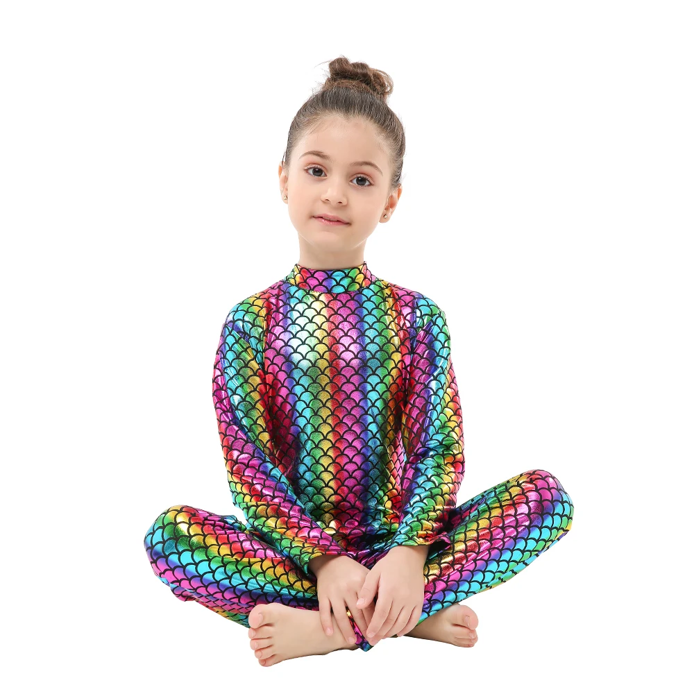 Новинка Комбинезоны из искусственной кожи с радужными блестками для девочек