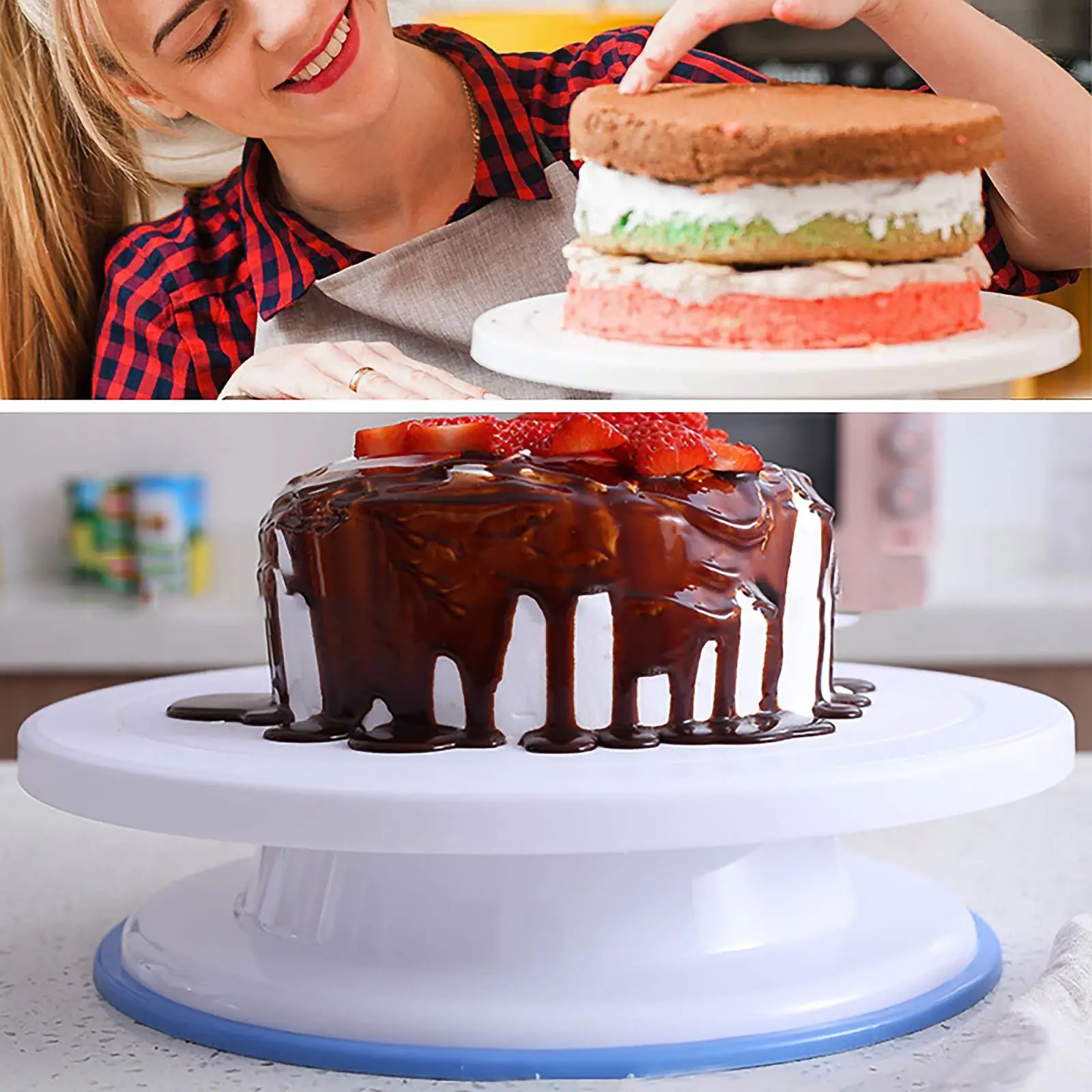 

Cake Turntable Rotating Anti-Skid Round Cake Stand Cake Decorating Tools Cake Rotary Table Kitchen DIY Pan Baking Tools