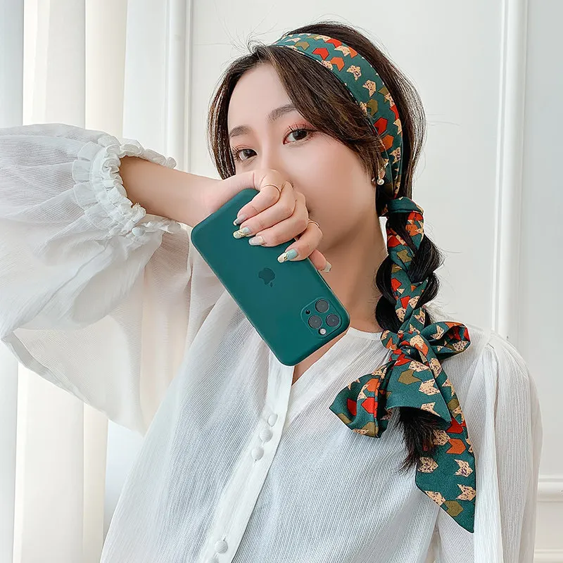 

CANZE French Women Silk Scarf Head Rope Headband Bow Knot Hair Band Ribbon Hair Scarf Cute Tie Headwear