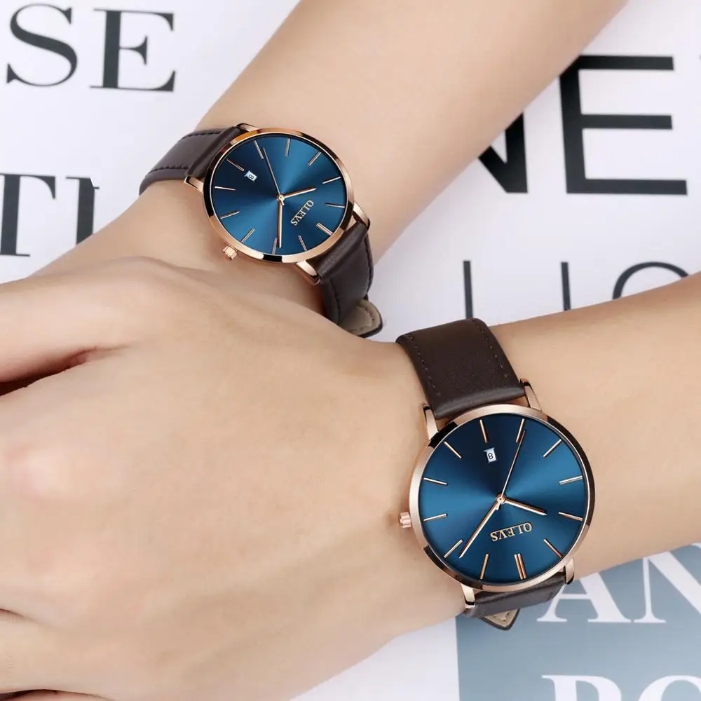 OLEVS Couple Wristwatch Men And Women Quartz Waterproof Casual Watch Calendar Clock Valentine's Romantic Gifts Lovers Set of 2