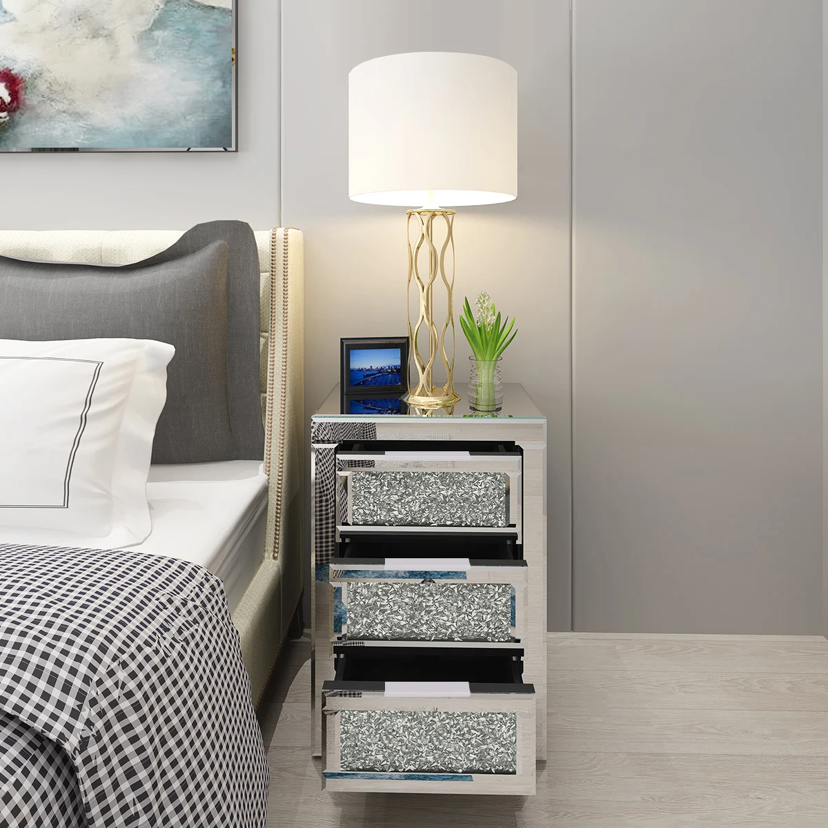 

Presell June 20th Mirrored Bedside Cabinet Bedside Table Chest Of 2/3 Drawers Bedroom Furniture Ship To Eu 1-7 Days