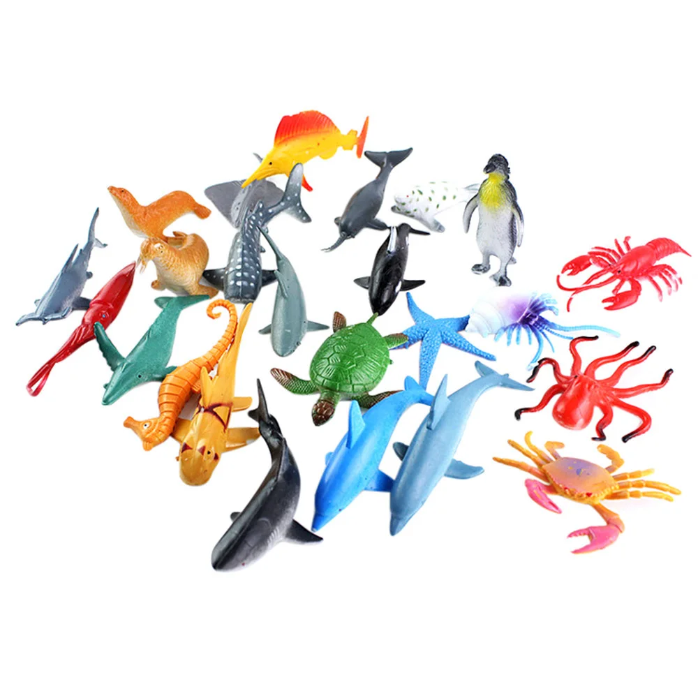 

Ocean Sea Life Simulation 24pcs Animal Model Sets Whale Turtle Crab Dolphin Action Toy Figures Kids Educational Toys #YL10