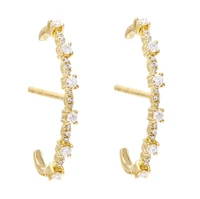 gold silver color micro pave white cz long bar stud earring simple geometric women fashion jewelry wholesale
