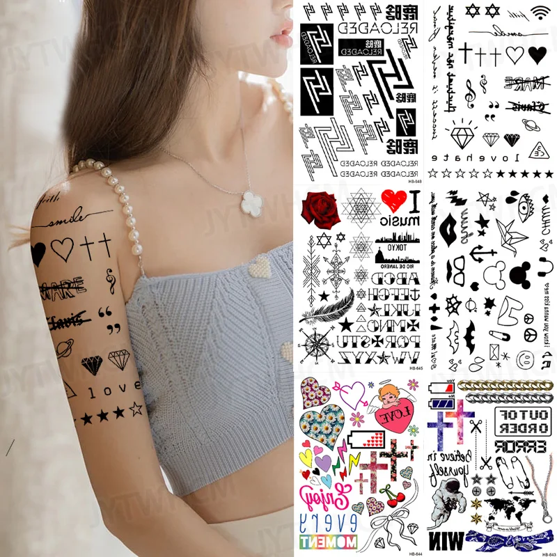

Temporary Tattoos Mechanical Arm Cute Waterproof Touch Sticker Fairy Wings Heart Sticker Collection Body Art tattoos for girls