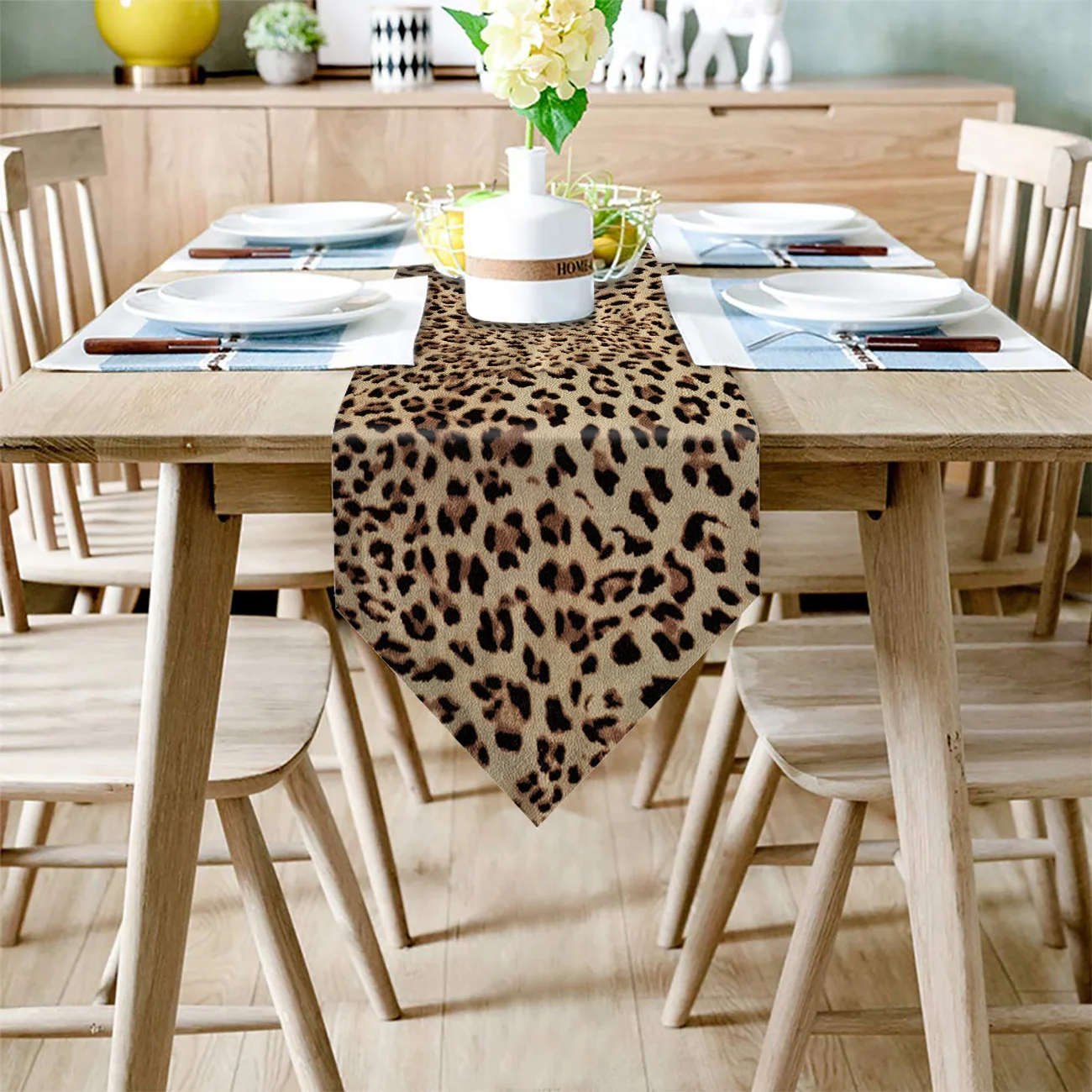Привлекательная настольная дорожка с леопардовым принтом кухонный декор