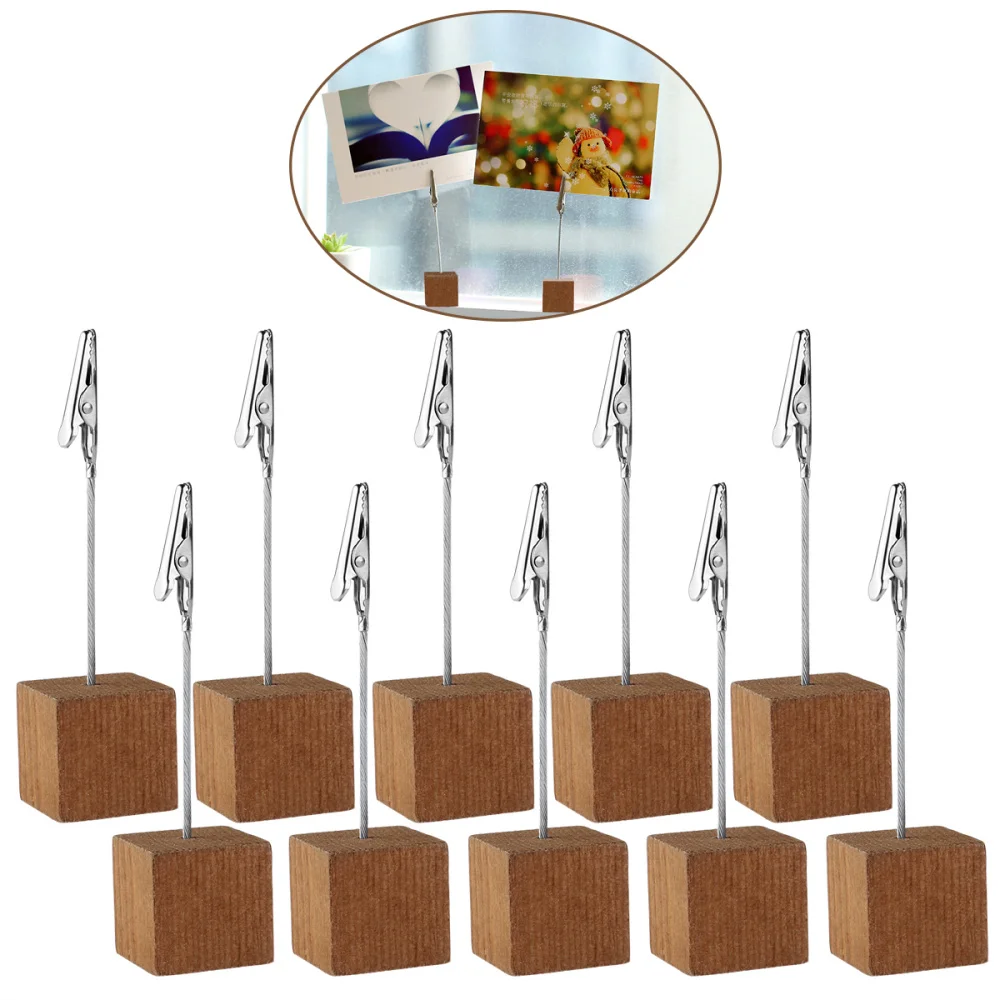 

Rosenice 10pcs Memo Clip Holder Stand with Alligator Clasp for Pictures Paper Note Clip (Coffee)