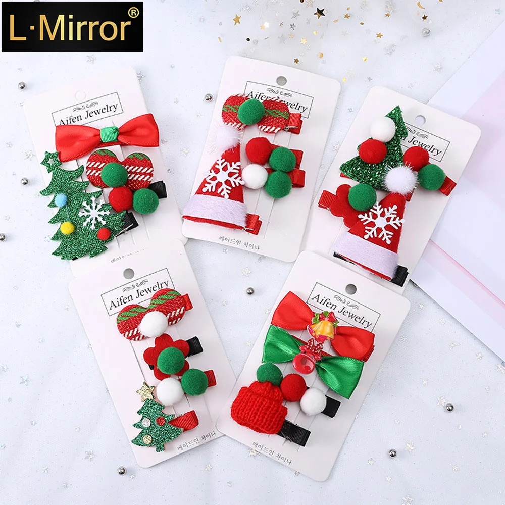 

L.Mirror 4Pcs/Set Korea Hair Accessories Lovely Christmas Headdress Hairpin Clip Bangs Holder
