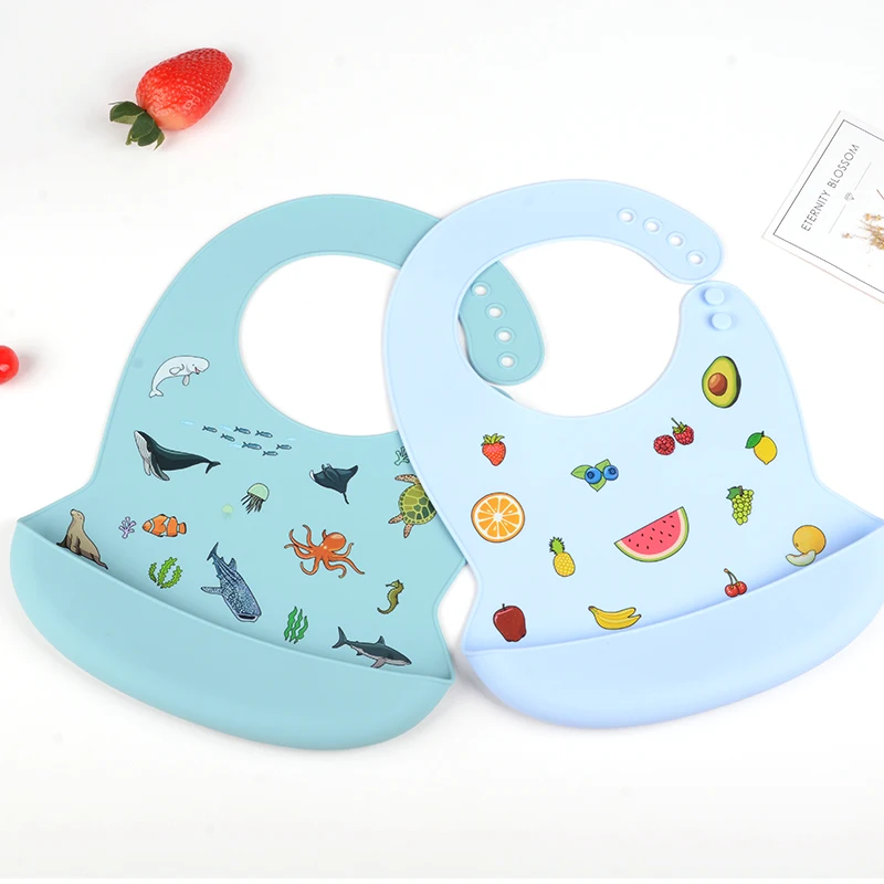Silicone Babi Bib Waterproof Saliva Dripping Banana Bibs Cartoon Newborn Feeding Soft Edible Aprons Baby Adjustable Burp Scarf car baby accessories