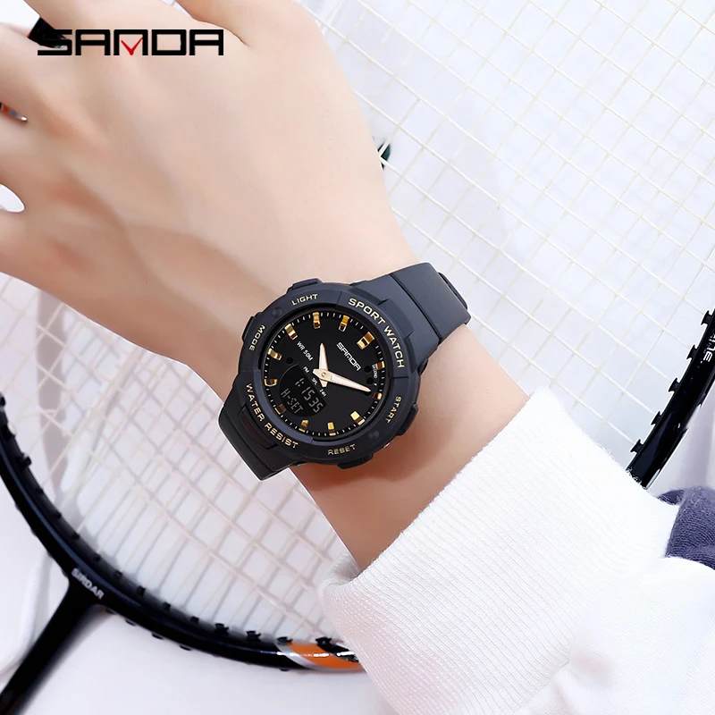 Sanda New Luxury Fashion Women Sport Watch Military Waterproof Multifunctional Led Digital Quartz Relogio Feminino 6005