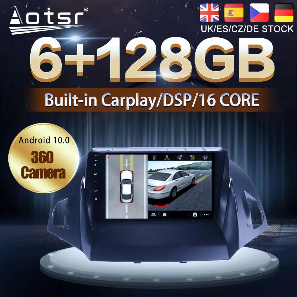 Bestellen Android 10 128G Für Ford Kuga 2 Escape 3 2012 - 2019 Auto DVD GPS Navigation Auto Radio Stereo Multimedia Player Steuergerät Keine 2din