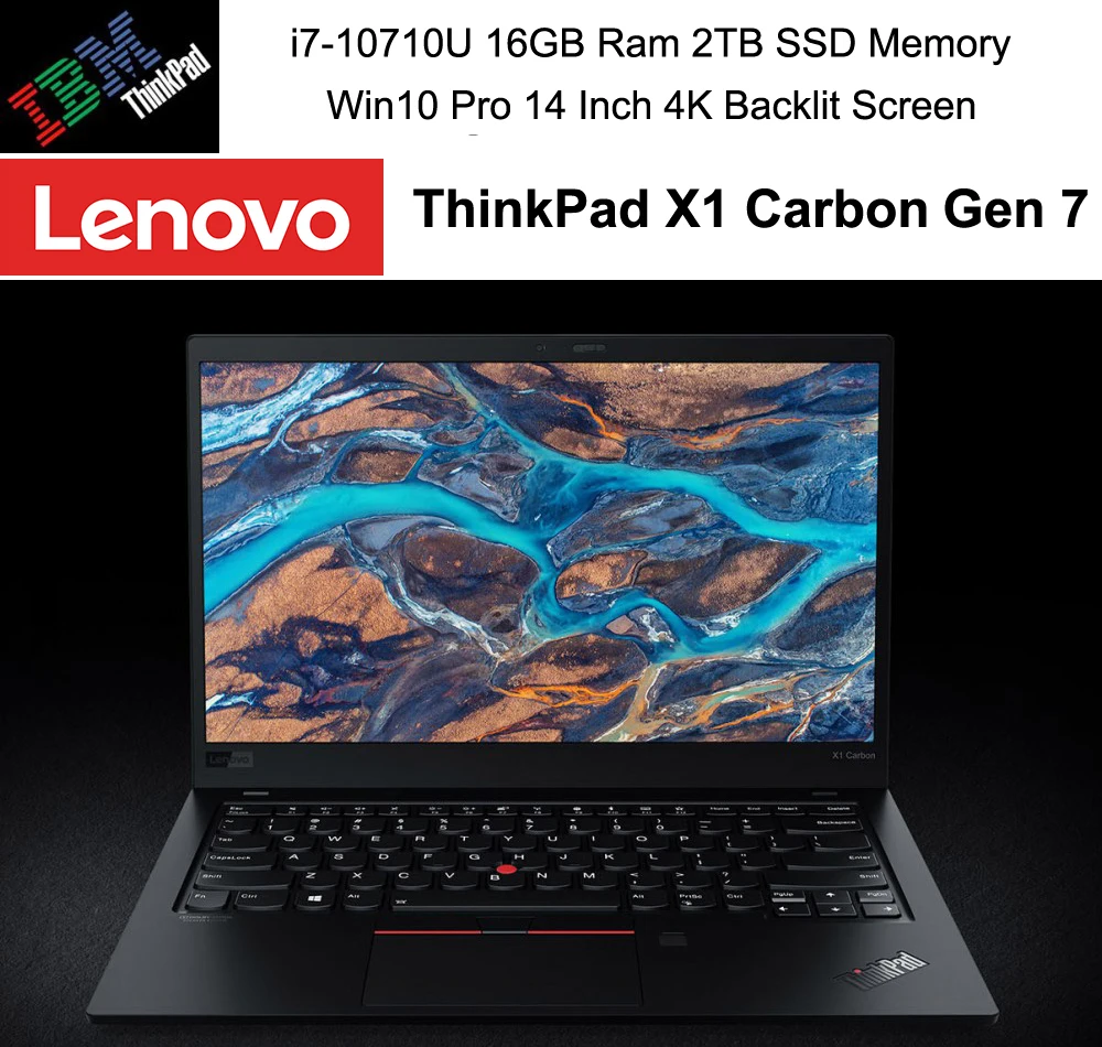 Высококачественный бизнес ноутбук Lenovo ThinkPad X1 Carbon Gen 7 с 14 дюймовым экраном 4K со