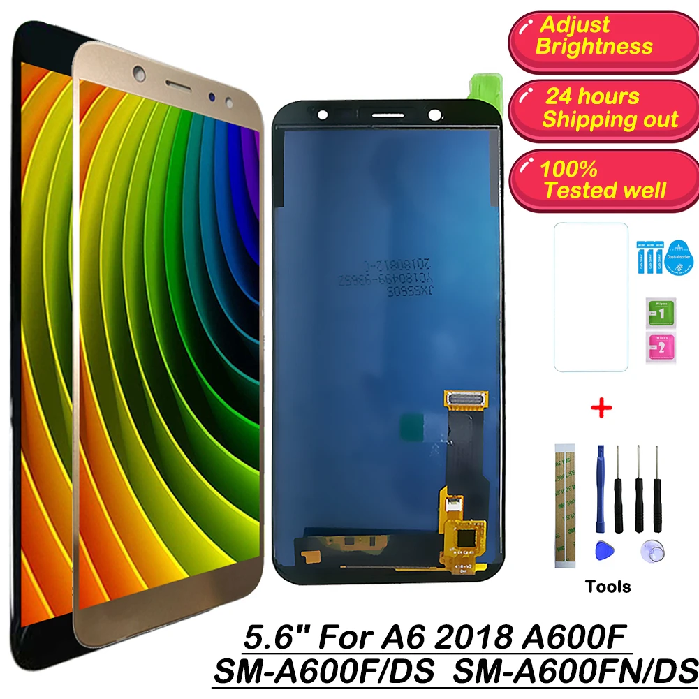 ЖК дисплей TFT с регулировкой яркости для Samsung Galaxy A6 2018 A600 A600F A600FN инструменты