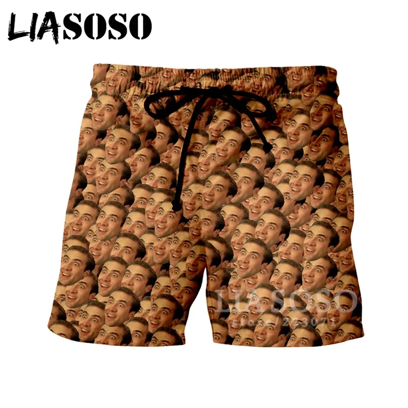LIASOSO летние новые мужские и женские модные шорты с 3D принтом звезда Николя клетка