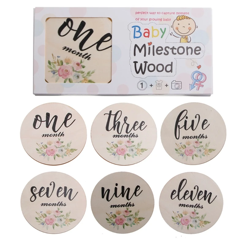 

67JC 6 Pcs/Set Newborn Monthly Recording Cards Handmade Baby Infants Milestone Cards