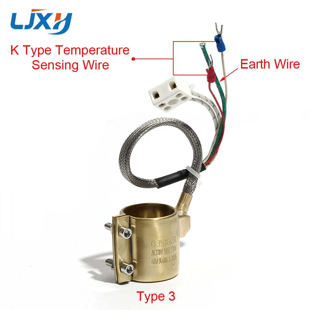 

LJXH латунный ленточный нагреватель, электрическое нагревательное кольцо 50x3 5/50x4 0/50x4 5/50x5 0/50x55 мм, внутренний диаметр x высота с двумя/тремя/пятью проводами
