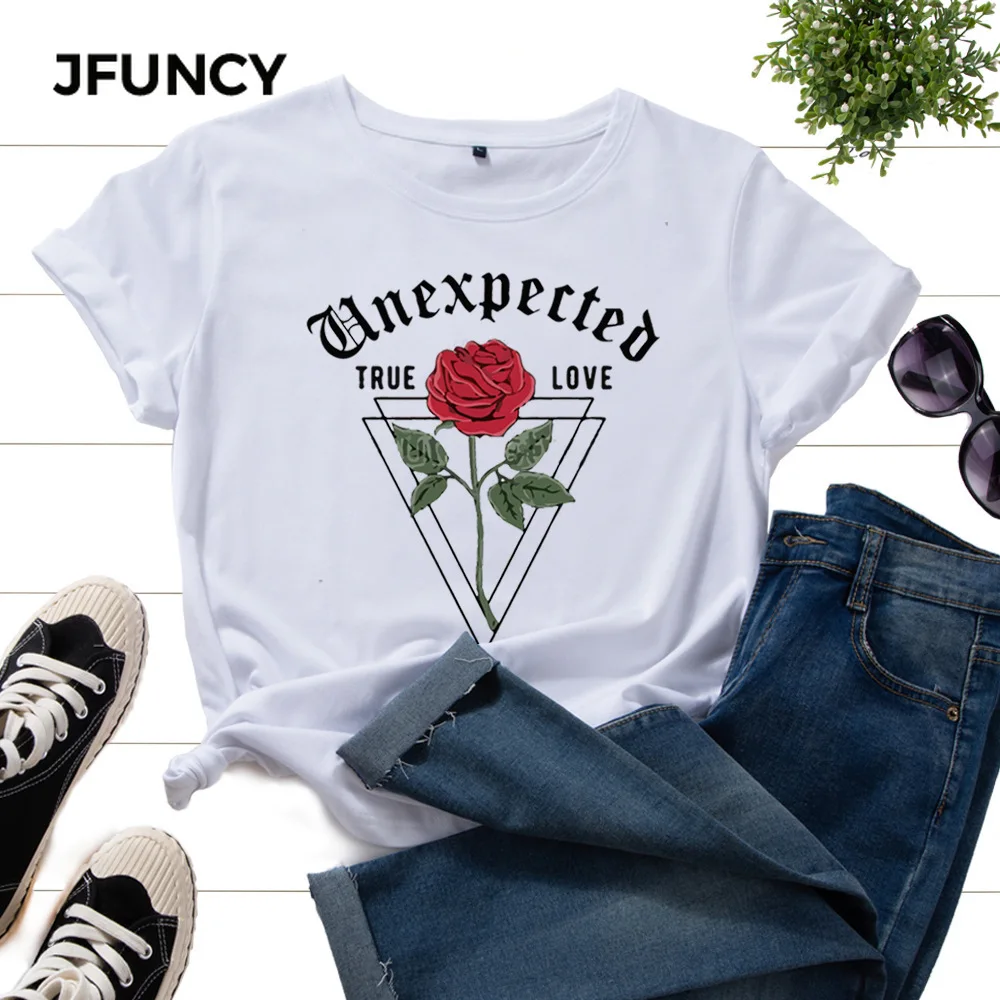 JFUNCY размера плюс Camisetas Mujer Ropa повседневные свободные женские футболки больших размеров женские футболки Harajuku Графические футболки женские ...