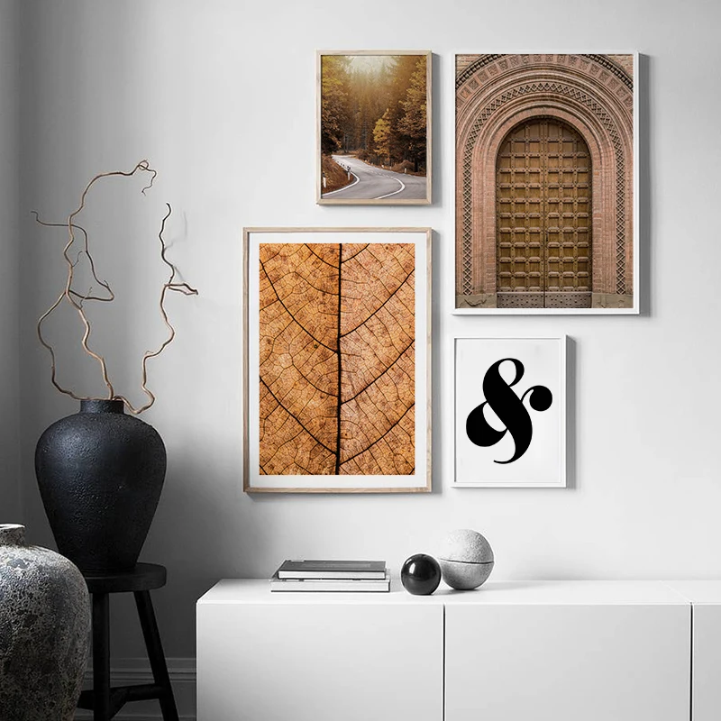 Марокканская дверь лесные листья холст живописи северный минималистический постер и печати декоративные картинки для гостиной на.