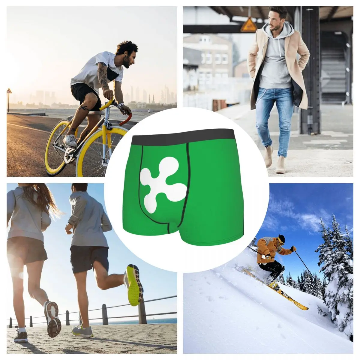 Flag Of Lombardy Men's Boxer Briefs regions of Italy Funny Novelty elastic pants for men