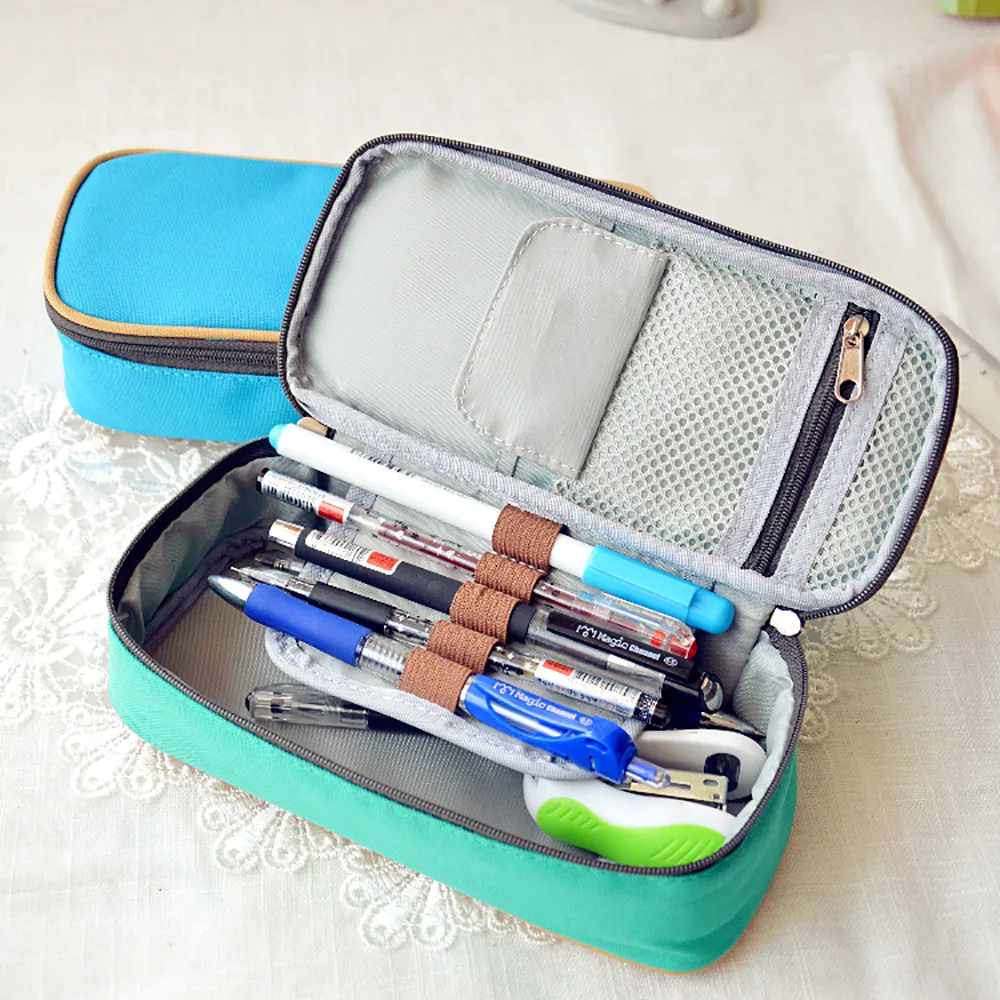 20# Trousse Scolaire большая емкость многофункциональная холщовая пенал сумка-Органайзер для хранения пенал Trousse Scolaire Stylo