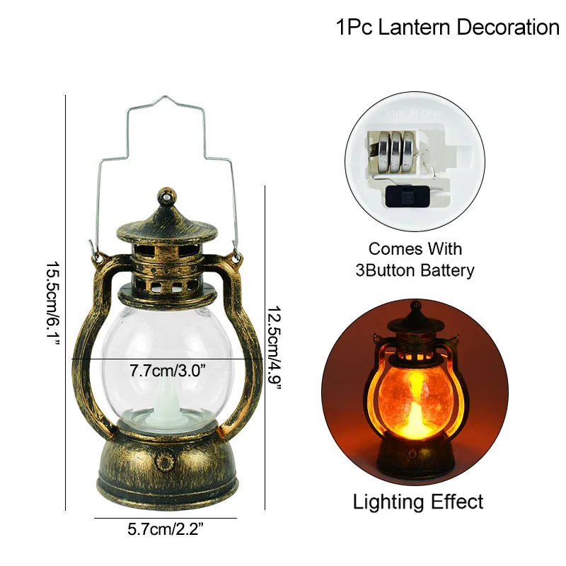 

1pcs LED Light Halloween Hanging Lantern Oil Lamp Halloween Party Decoration for Home Outdoor Bar Props Christmas Gift Kids Toy