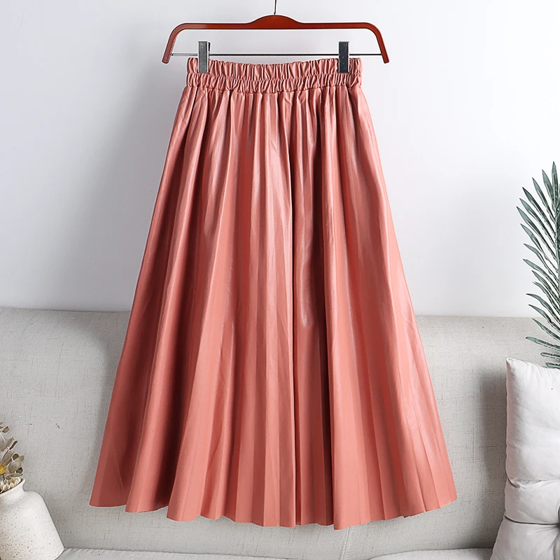 SURMIITRO/2021 модная осенне-зимняя плиссированная юбка средней длины из искусственной