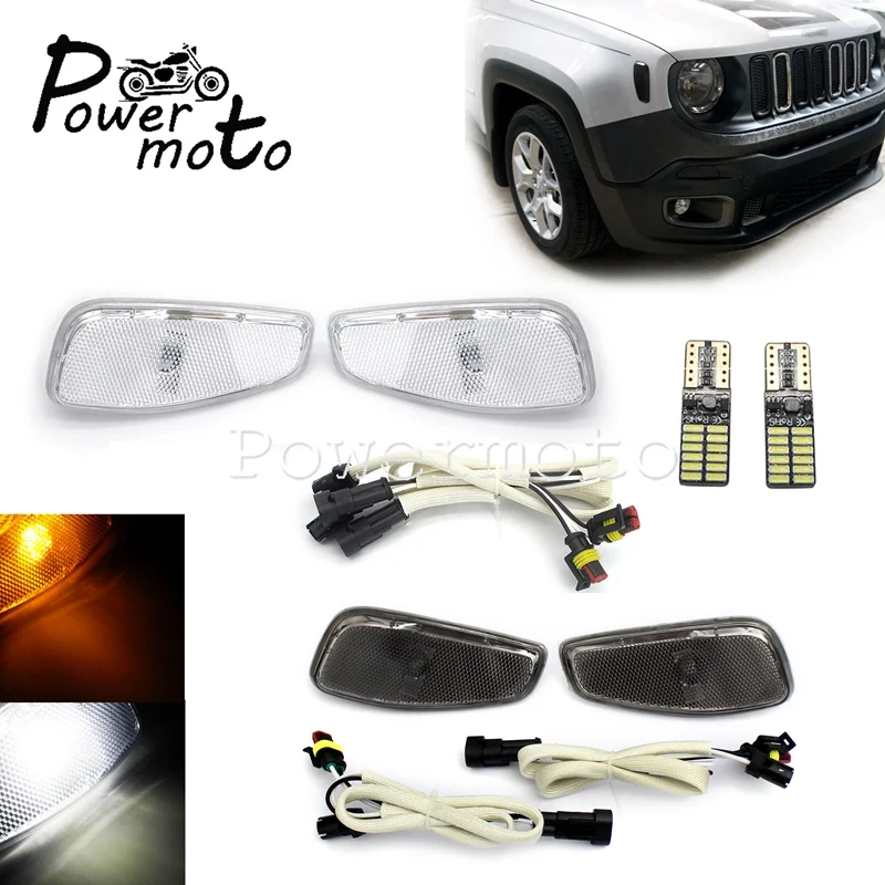 

Для Jeep Renegade 2015-2019 белый/Ambe спереди/Поворотники боковые линзы светодиодный Безопасность Предупреждение отражение, сигнализирующий Фонарь с...