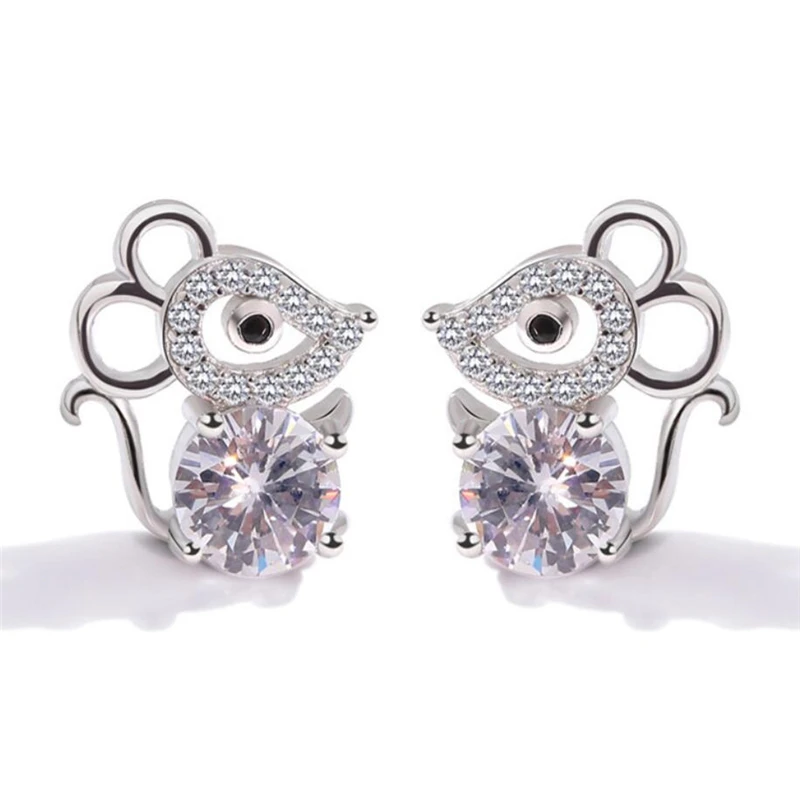 

Sole Memory 2020 Rat Year Zodiac Sign Shiny Mouse 925 Sterling Silver Fashion Female Stud Earrings SEA694