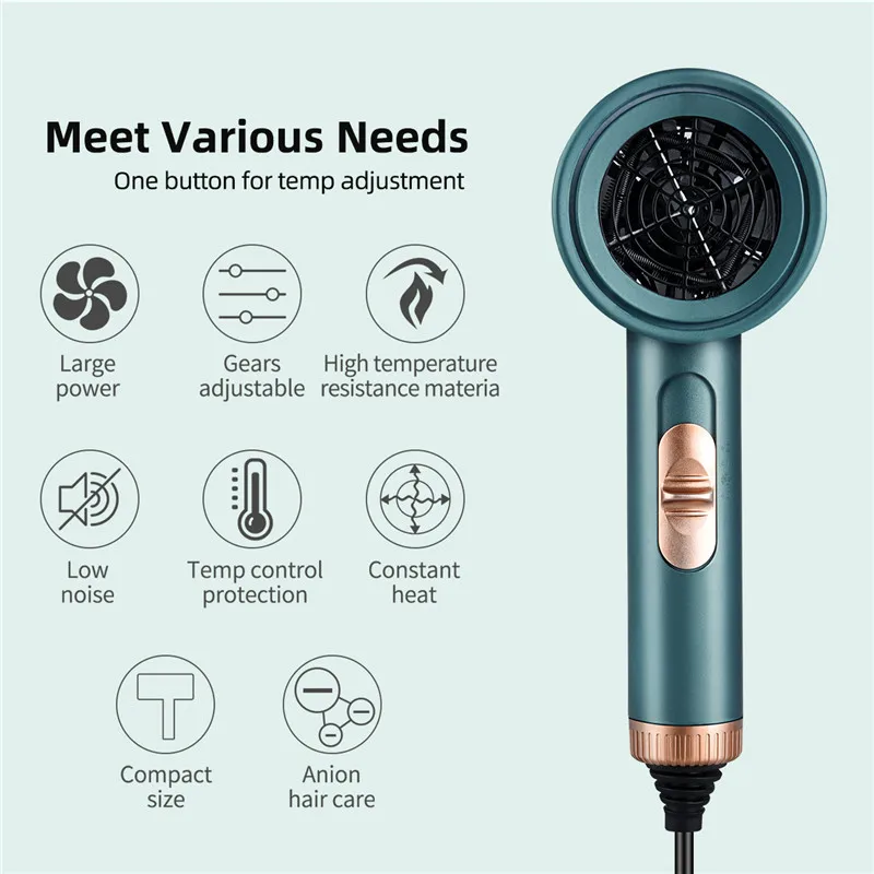 Профессиональный фен для волос 220 В с отрицательными ионами 2000 Вт мощный