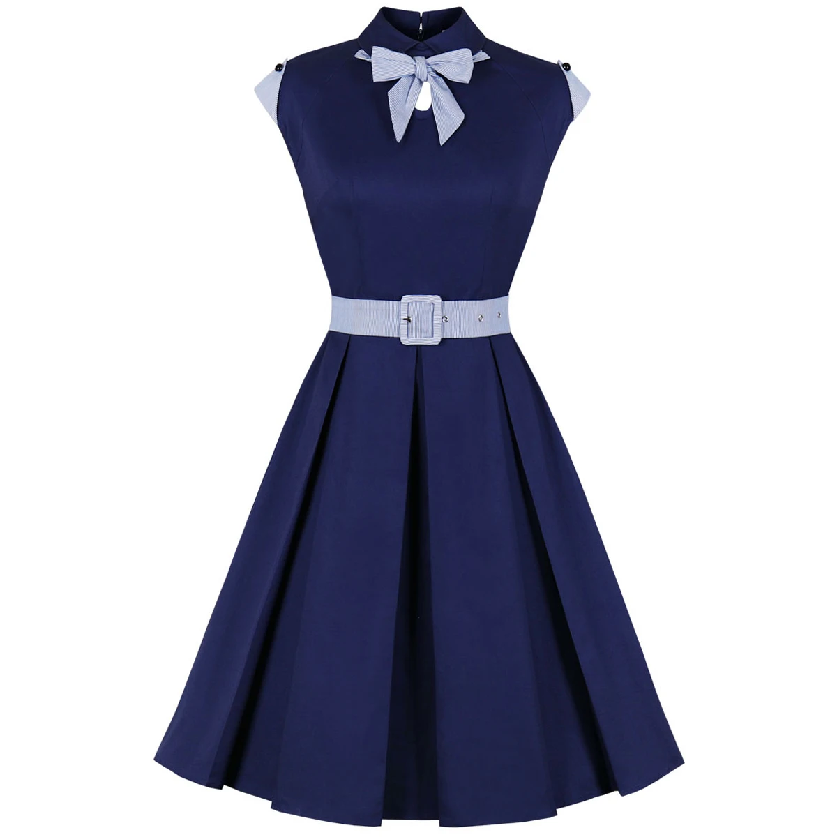 

Женские вечерние платья-туники в стиле пэчворк, летнее платье средней длины с поясом и бантом на шее, 40s 60s, хлопковые платья трапециевидной формы, 50s, Rockabilly