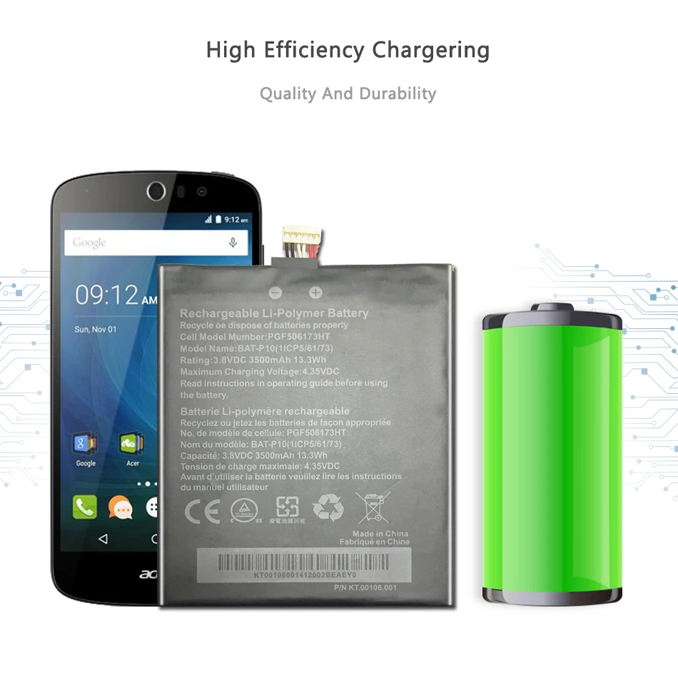 Аккумулятор на мобильный телефон для Acer Liquid E700 Triple E39 PGF506173HT 3500 мАч|Аккумуляторы