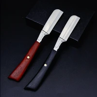 red sandalwood handle change blade safety blade barber straight razor holder stainless steel sharp replaceable disposable blade