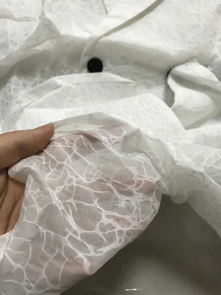 

Men's Net Celebrity Double-breasted Translucent Short Sleeve Thin Loose Casual Shirt Blazers Suit Jacket Man Vintage Suit Coat