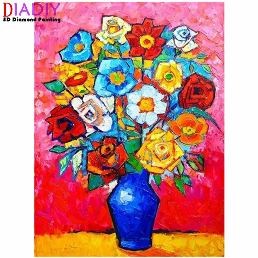 

Новое поступление 5D DIY алмазная живопись цветы Набор для вышивки ваза Вышивка крестом мозаика стразы рисунок стены