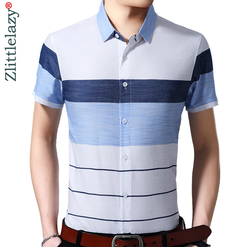 Мужская приталенная рубашка в полоску повседневная брендовая роскошная