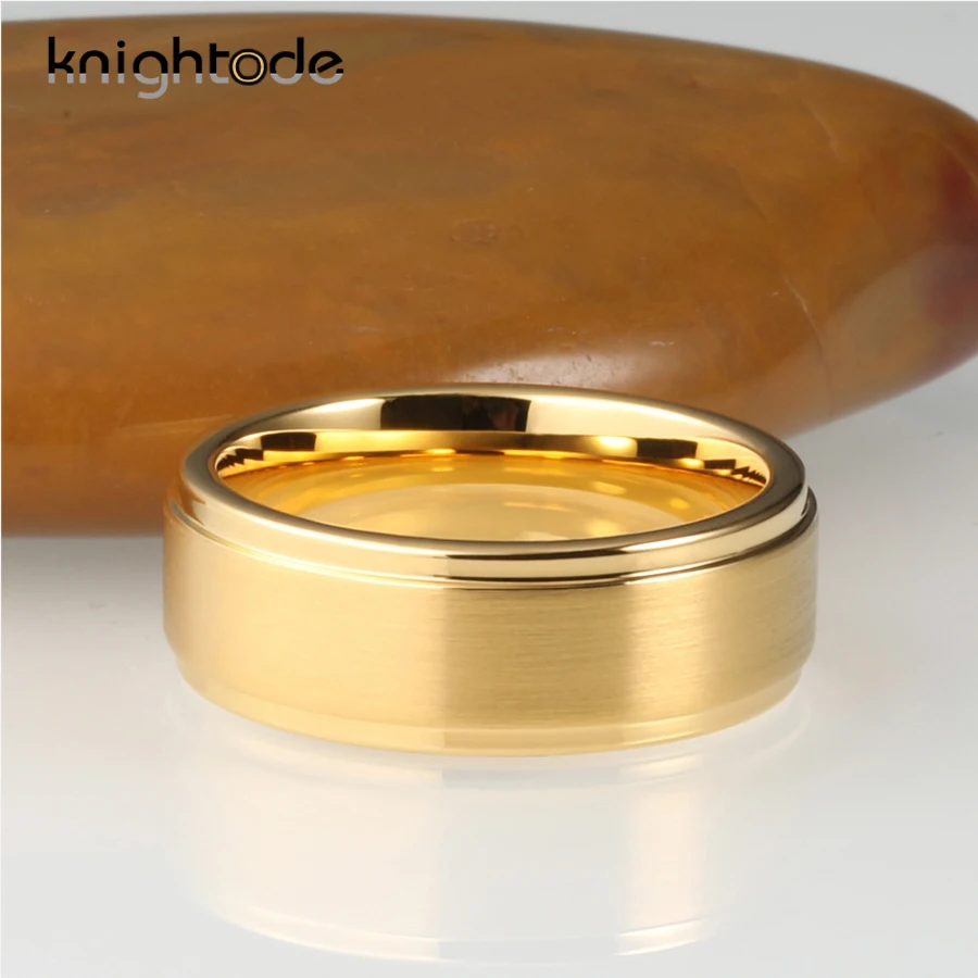 Классические Золотые вольфрамовые Свадебные Кольца 8 мм для мужчин и женщин