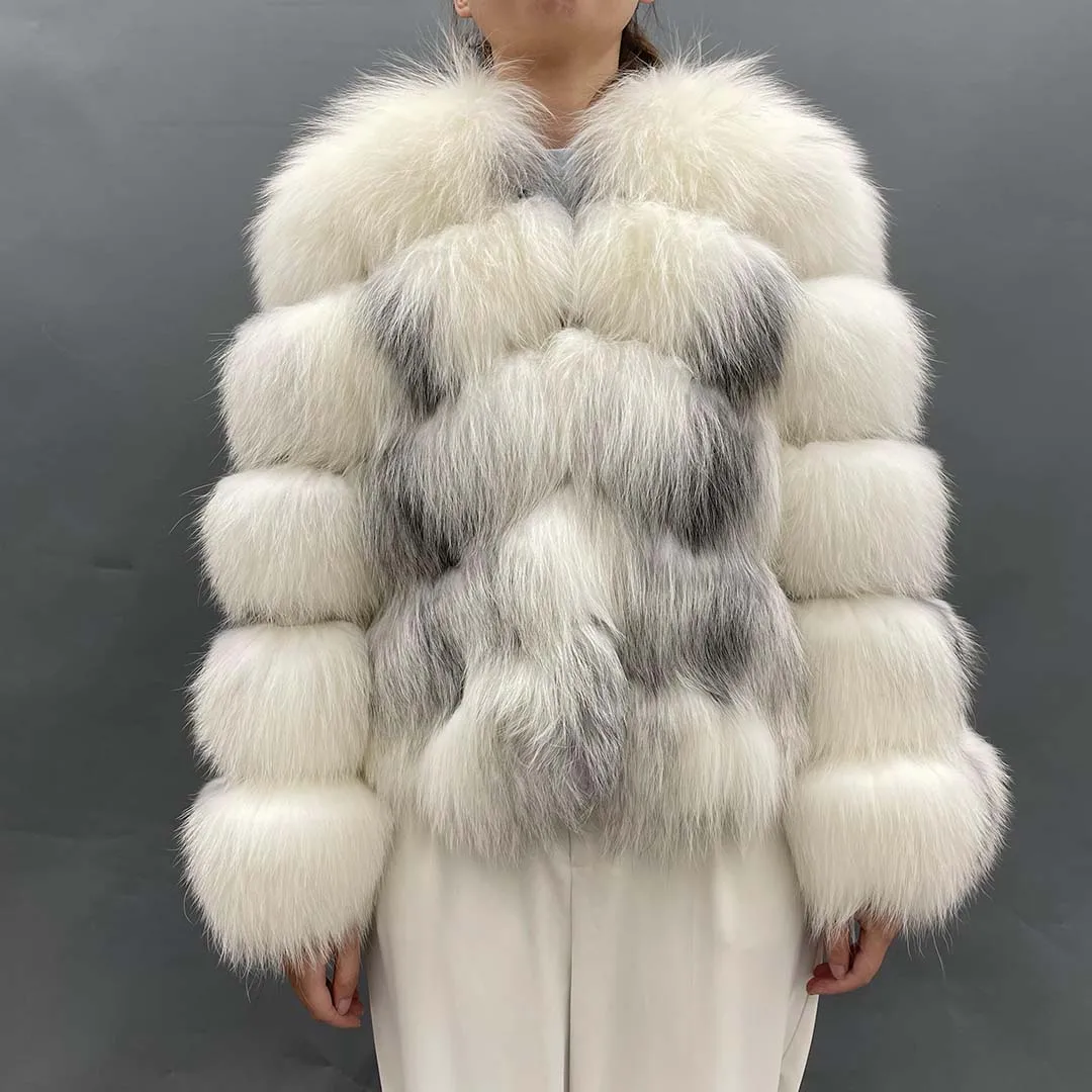 

Короткая верхняя одежда из мраморной лисы, Модное теплое пальто из лисьего меха, зимнее натуральное Женское пальто, Индивидуальный размер