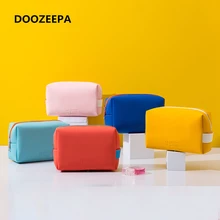 DOOZEEPA Women Travel Cosmetic Bag Waterproof Pu Cute Candy Colors Woman Makeup Bags Portable Toiletry Storage Bag Organizer Box