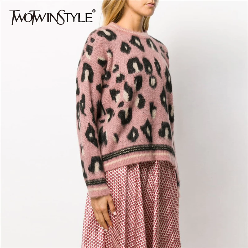 TWOTWINSTYLE Casual Polka Dot Knitting Women's Sweater O Neck Long Sleeve Female Sweaters 2020 Autumn Oversized Fashion New | Женская