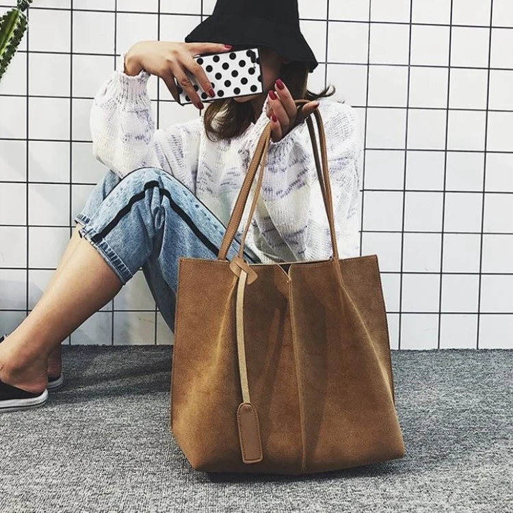 Женские замшевые сумки из мягкой кожи женская сумка 2 предметов Набор сумок